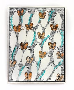 Hunt Slonem "Peace Plan Olive Branch" Birds / Butterflies