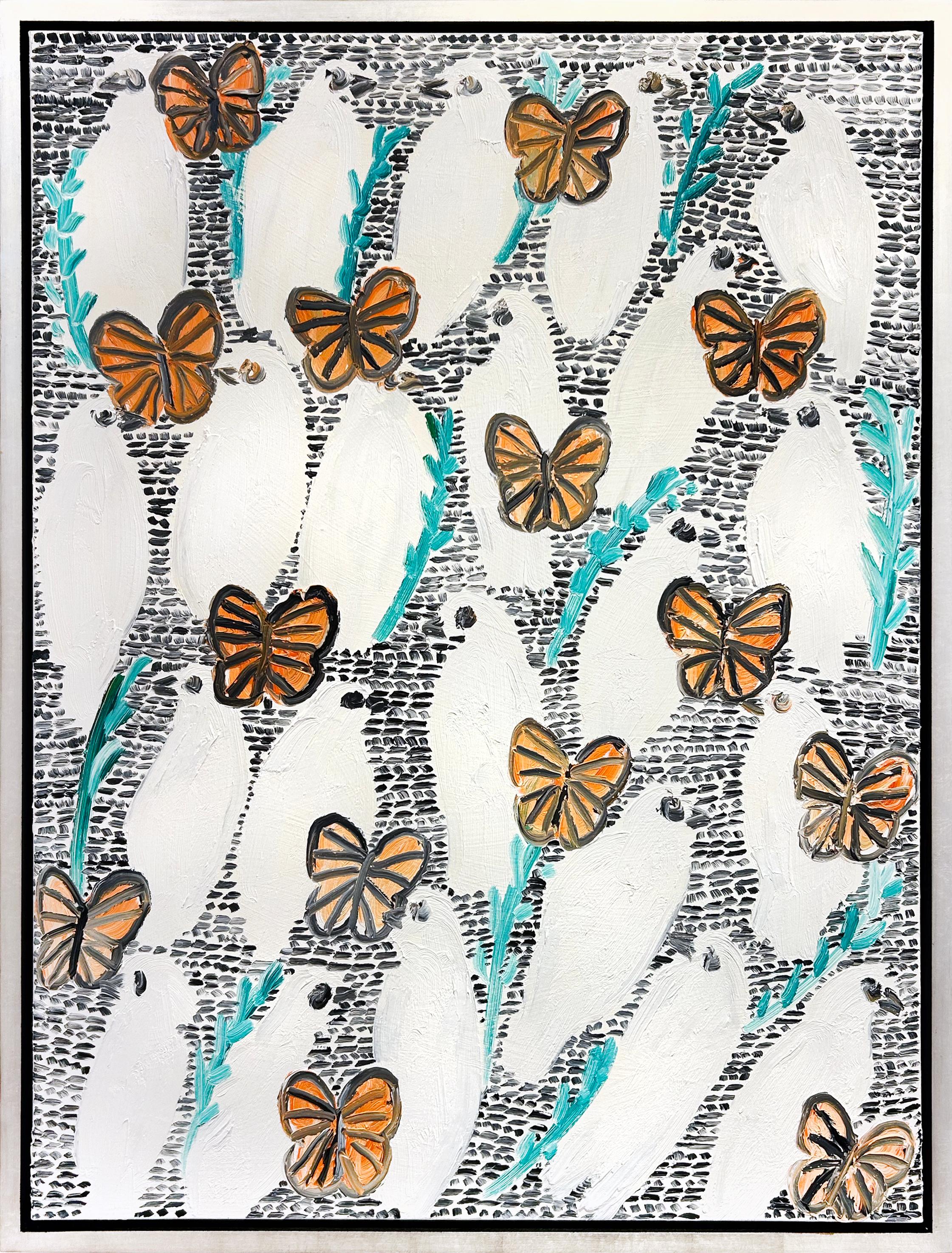 Hunt Slonem "Peace Plan Olive Branch" Birds / Butterflies