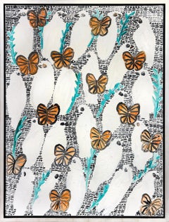 Hunt Slonem "Peace Plan Olive Branch" Birds / Butterflies