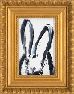 Hunt Slonem "Penelope" lapin unique noir et blanc