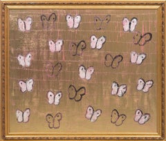 Hunt Slonem "Pink Ascension Beyond The Moo" Original oil painting of butterflies