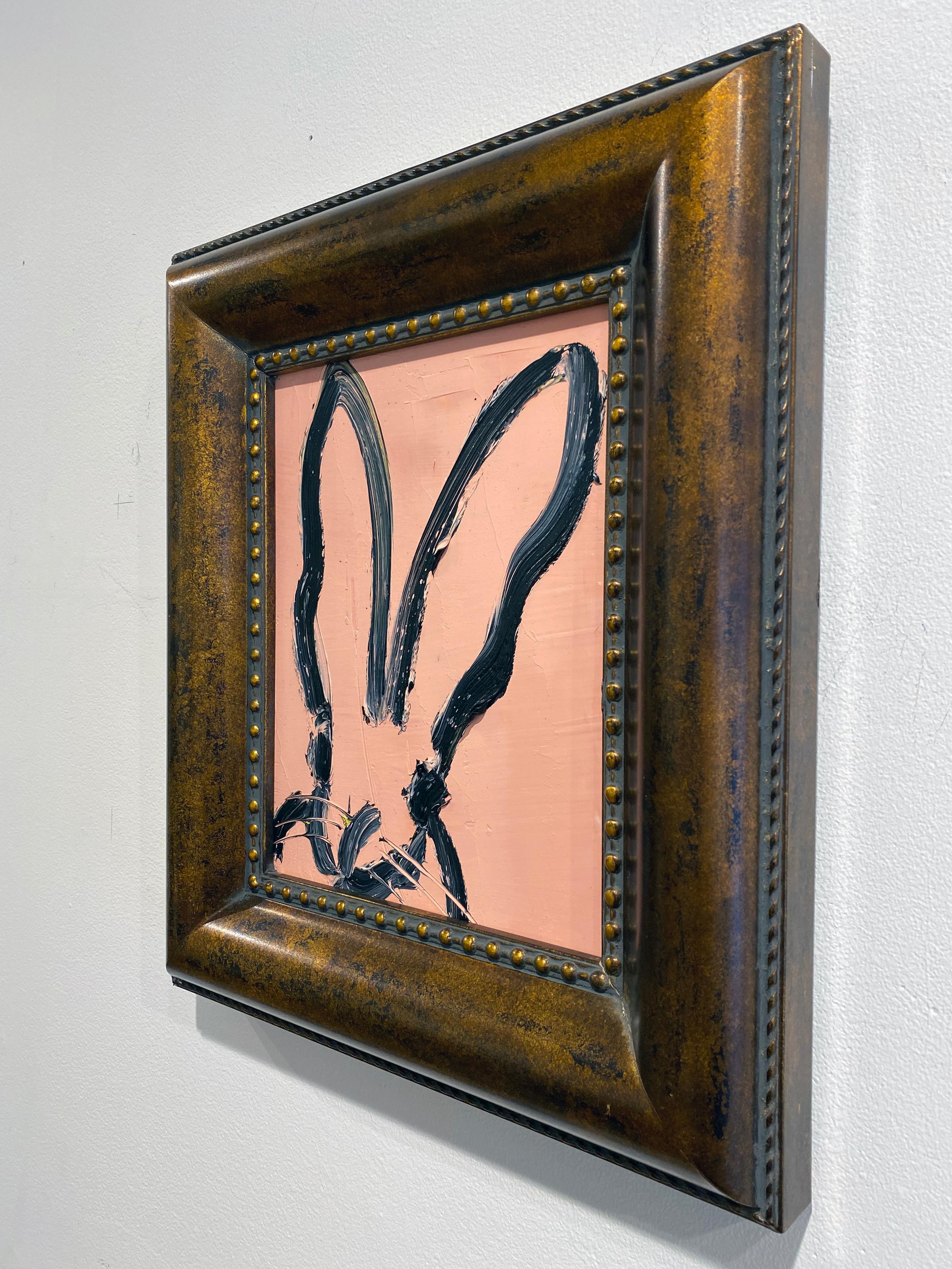 Hunt Slonem pink bunny oil painting 'Audrey Hepburn' 1
