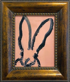 Hunt Slonem pink bunny oil painting 'Audrey Hepburn'