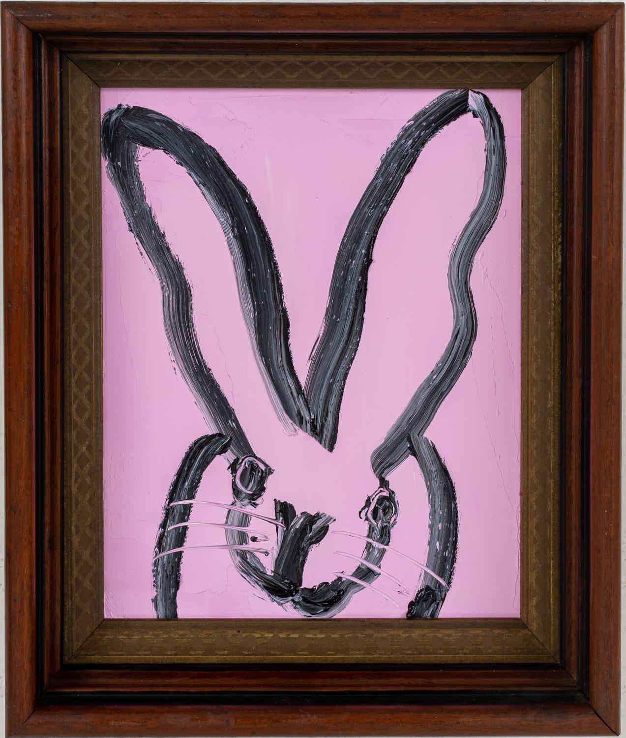 Hunt Slonem Pink Bunny Oil Painting 'Poly'