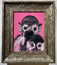 Hunt Slonem "Pink Double" Monkey Couple