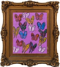 Hunt Slonem "Pink Moth Day" Purple Butterflies