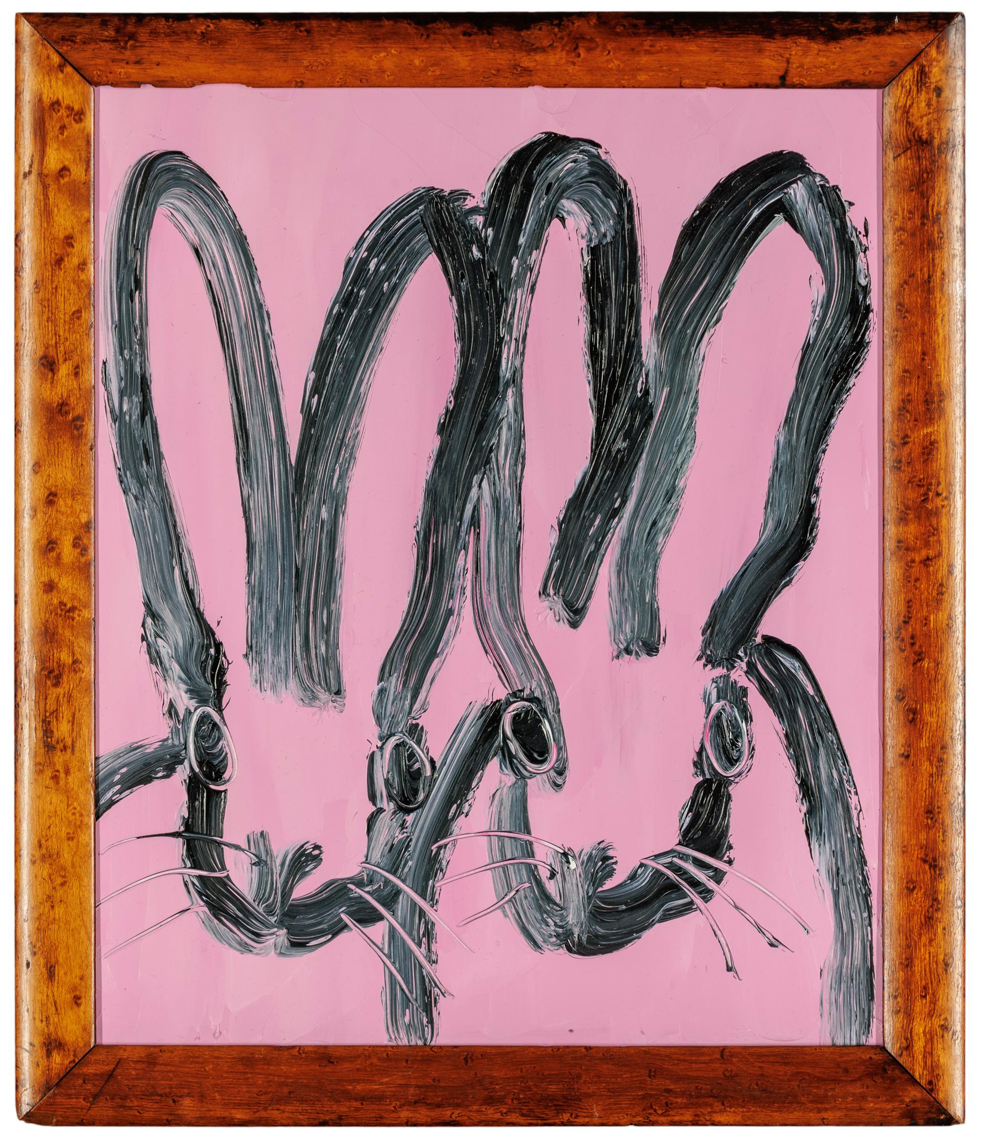 Hunt Slonem "Pasión rosa"  Pintura neoexpresionista al óleo sobre madera enmarcada