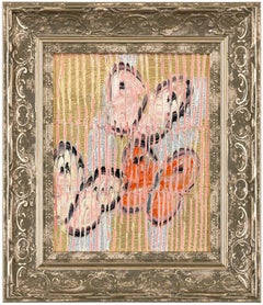 Hunt Slonem "Pink View" Papillons sur métal