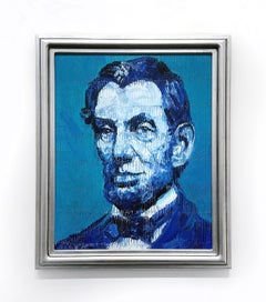 Hunt Slonem "President Abraham Lincoln (Blues)" Original portrait in oil