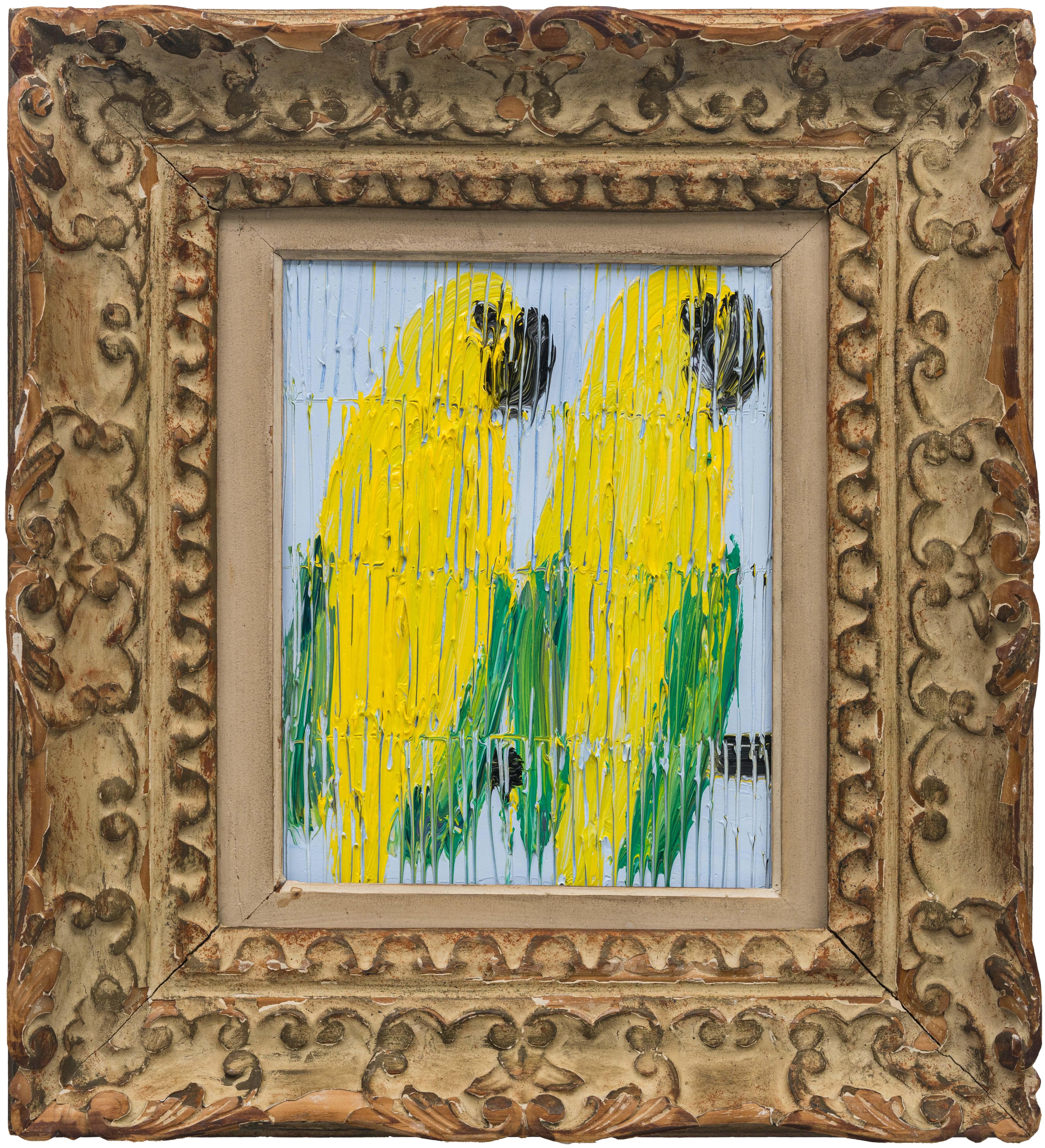 Artist:  Slonem, Hunt
Title:  Queen of Bavaria Conures
Date:  2025
Medium:  Oil on wood
Unframed Dimensions:  10" x 8"
Framed Dimensions:  18" x 16"
Signature:  Signed by Artist on Verso
Edition:  Unique

Hunt Slonem is a veteran to one-man shows in