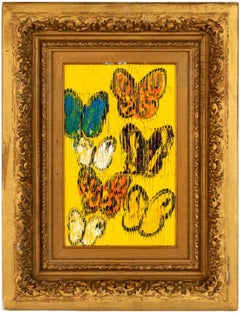 Hunt Slonem, "Question Mark and Comma (Again) " Colorful Butterfly Oil Painting