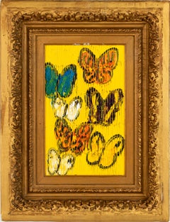 Hunt Slonem "Point d'interrogation et virgule (encore)" Papillons sur jaune