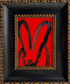 Hunt Slonem "Red 2" lapin noir et rouge