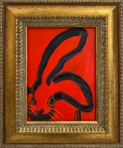 Hunt Slonem "Red" Black and Red Bunny
