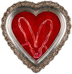 Hunt Slonem "Red Diamond Dust" Heart Bunny
