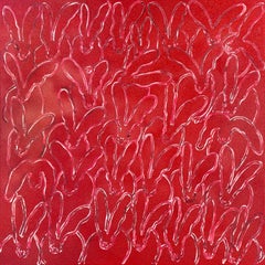 Hunt Slonem "Red Diamond Dust Rodeo Red" Bunnies