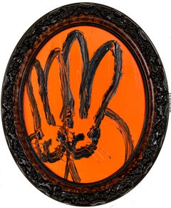 Hunt Slonem "Red Duet" Coppia di coniglietti arancione brillante