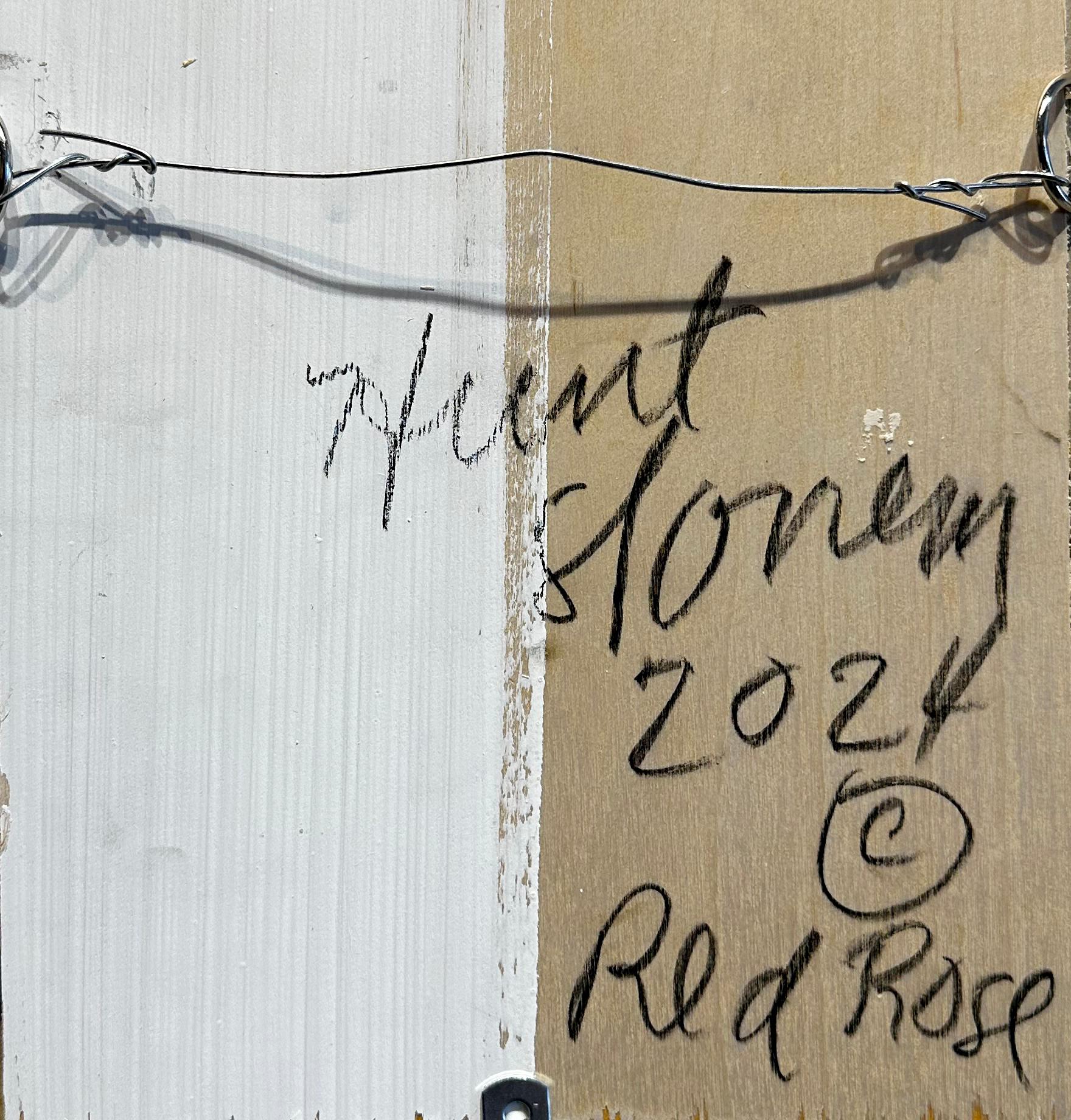 Hunt Slonem, « Red Rose », peinture à l'huile de lapin un seul lapin rouge, 10 x 8 cm en vente 5
