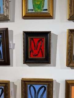 Hunt Slonem "Red Rose" Black and Red Bunny