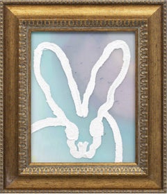 Hunt Slonem "Resin Diamond +" 10x8 Resin Light Blue Bunny Oil Painting on Board