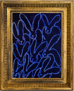 Hunt Slonem "Rhapsody In Blue 2" Blue Bunnies Diamond Dust