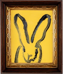 Hunt Slonem "Rod" Yellow Painting with Bunny