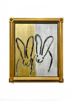 Hunt Slonem "Romeo & Juliet" painting of bunnies
