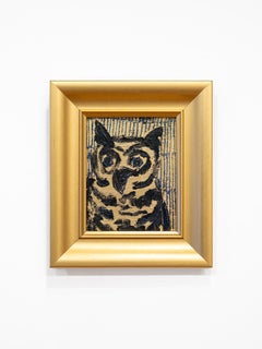 Hunt Slonem "Scored Owl" painting of an owl