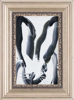Hunt Slonem "Scotch" Lapin au contour noir sur fond blanc