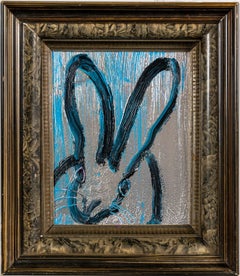 Hunt Slonem "Silverado" Blue Silver Bunny