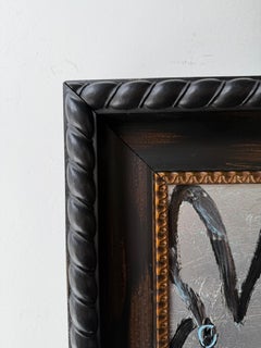 Hunt Slonem "Sinatra III" Black and Silver Bunny