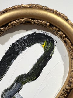 Hunt Slonem "Single Again" Black Outline Bunny Heart