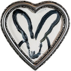 Hunt Slonem "Single" Black Outline Bunny Heart