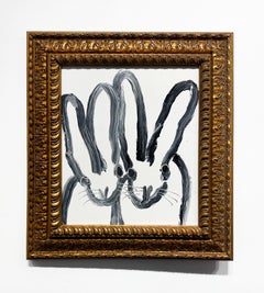 Hunt Slonem "Schneewittchen" Einzigartiges Ölgemälde von Hasen