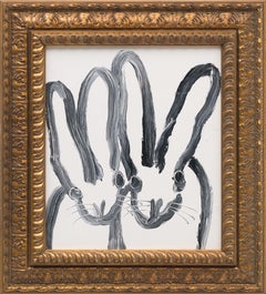 Hunt Slonem "Snow White" Unique Oil painting of bunnies