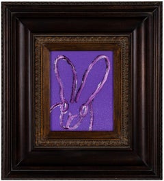 Hunt Slonem, "Sonia", Oil and Diamond Dust Bunny on Wood Board in Antique Frame