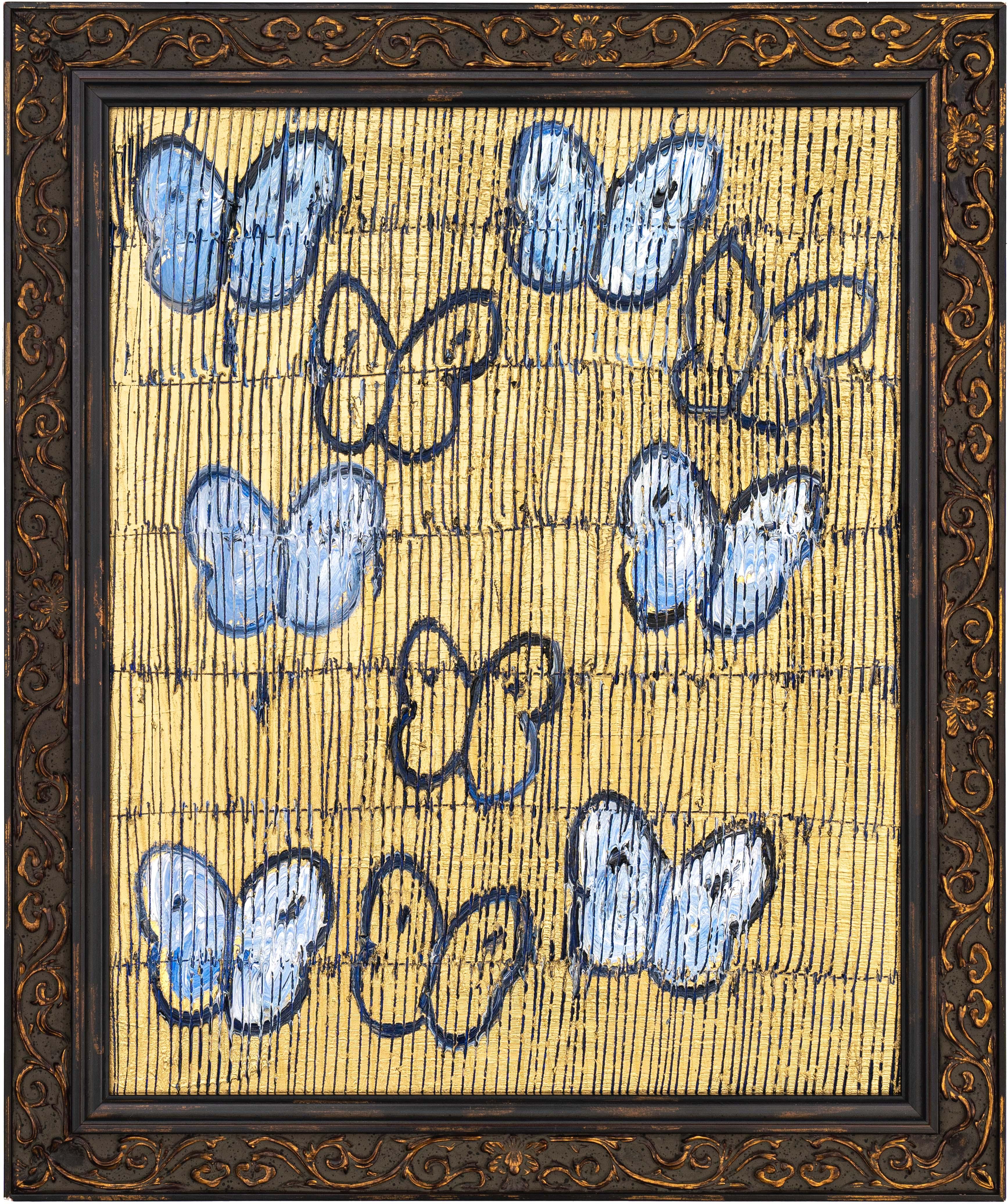 Hunt Slonem "Notte stellata" Farfalle blu e oro