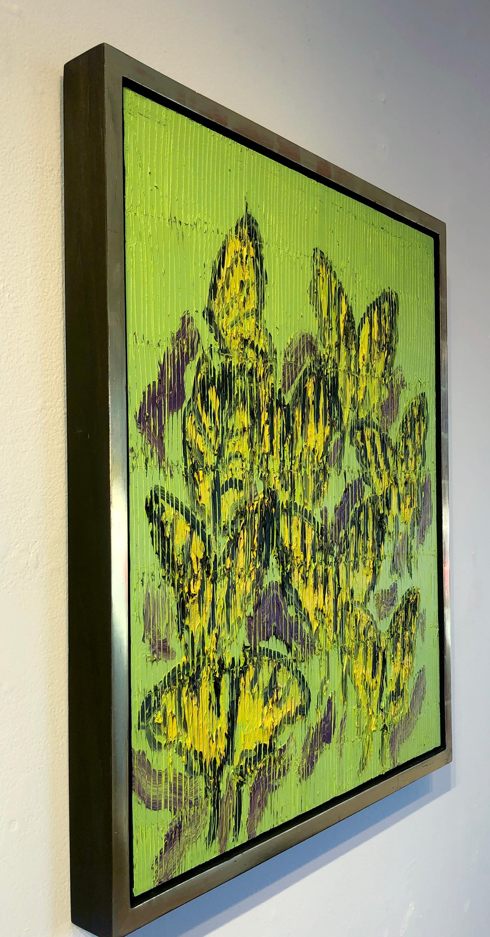 Hunt Slonem, „Swallowtails“, 25x21, farbenfrohes, strukturiertes Schmetterlingsgemälde auf Karton im Angebot 2