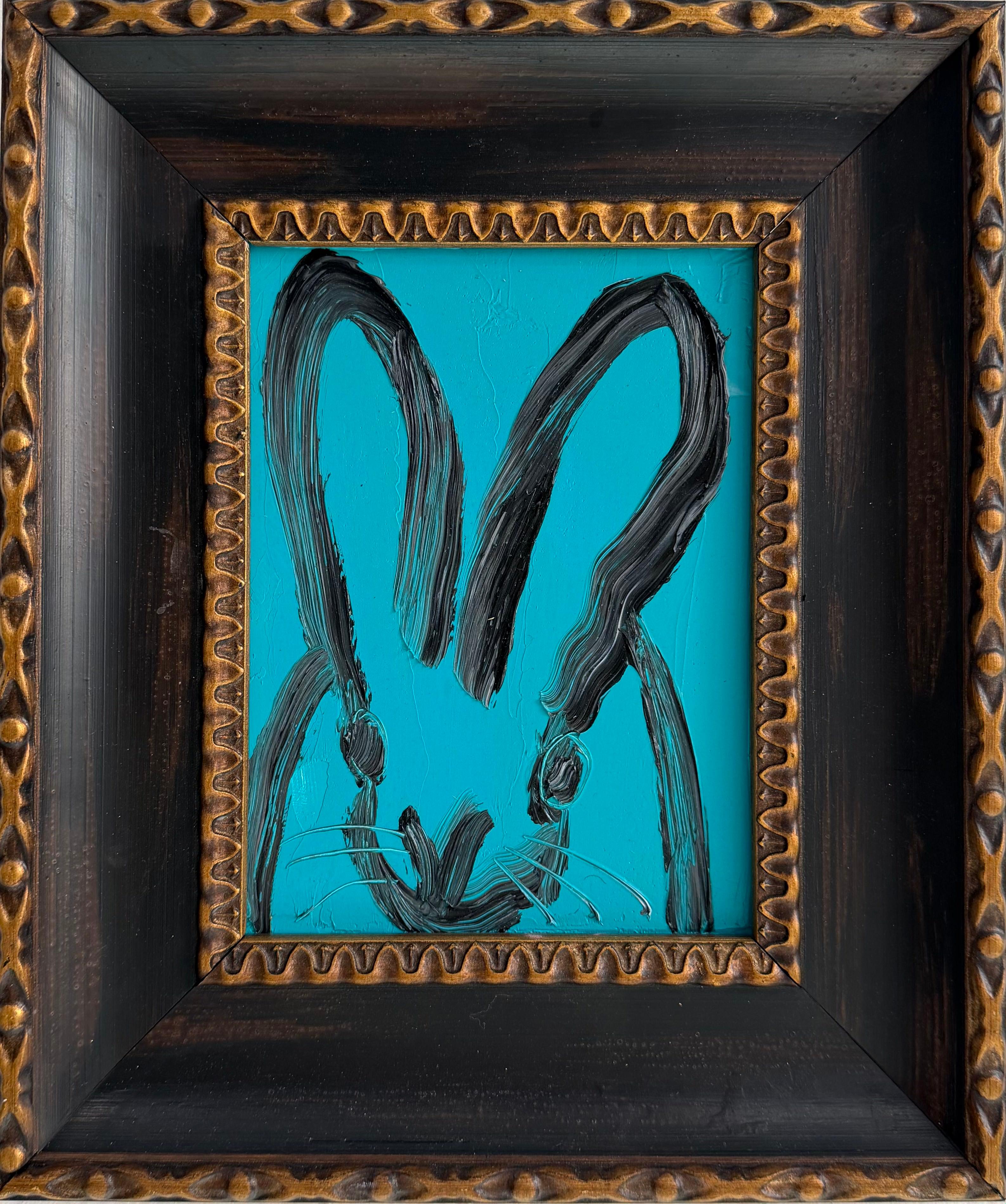 Hunt Slonem "Teal 2" Black and Teal Bunny