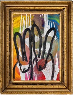 Hunt Slonem "Totem Horizon" 24.5x17.5 Contemporary Bunny Oil Painting on Board