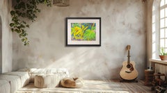 Hunt Slonem Tropical Fronds Original 1982 30” Signed Painting