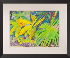 Hunt Slonem Tropical Fronds Original 1982 30” Signed Painting