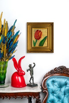 Hunt Slonem "Tulipán" en oro