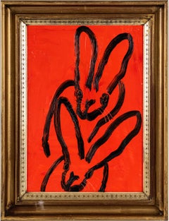 Hunt Slonem, "Tumble Hutch" 20,5 x 14,5 Peinture à l'huile de double bouleau rouge au feu 