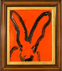 Hunt Slonem, "Untitled (Orange Bunny)" Contemporary Orange Bunny Oil Painting