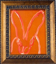 Hunt Slonem "Untitled" Orange Bunny On Orange Diamond Dust Surface