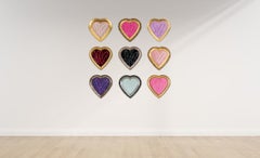 Hunt Slonem "Untitled" Outline Bunny, Pink Diamond Dust (Heart)