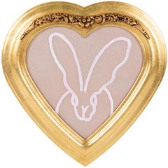 Hunt Slonem "Untitled" Outline Bunny, Purple Diamond Dust (Heart)