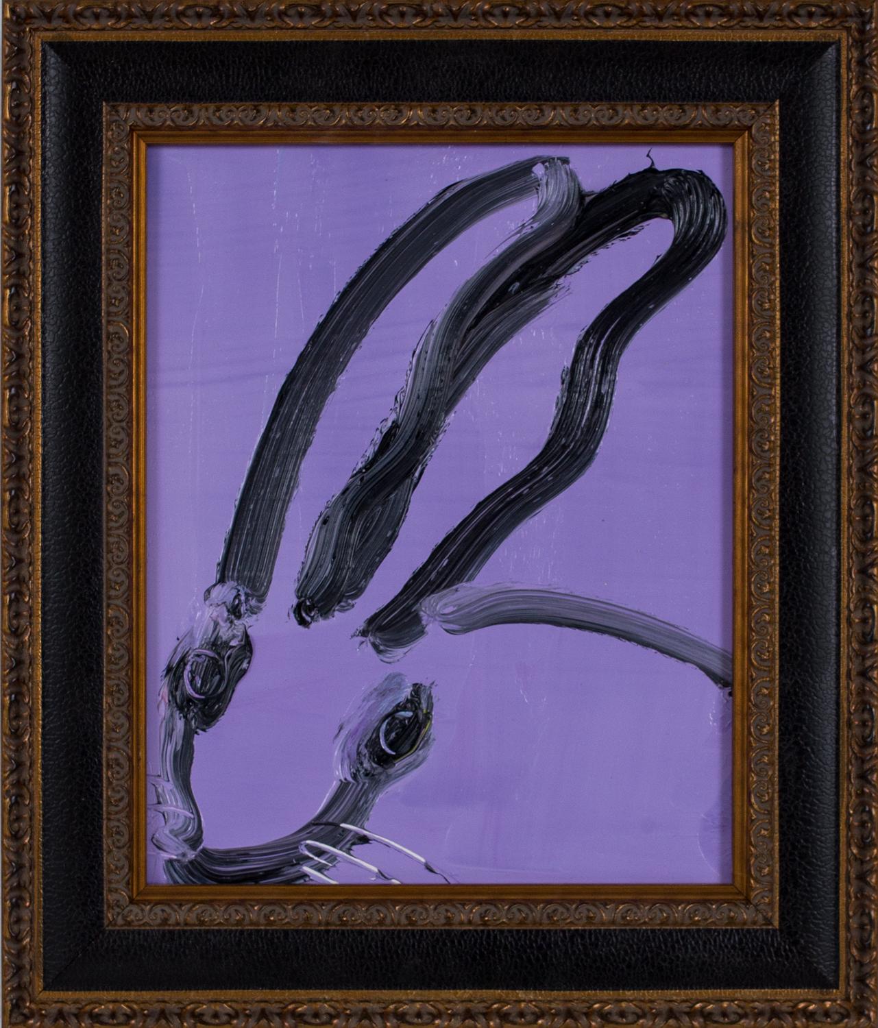 Hunt Slonem "Untitled" Purple Bunny
Black gestured bunny on a purple background in an antique frame

Unframed: 10 x 8 inches  
Framed: 14 x 12 inches
*Painting is framed - Please note that not all Hunt Slonem frames are not in mint condition. There