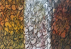 Hunt Slonem "Sin título (Tríptico de conejos Panel tres)" Conejitos